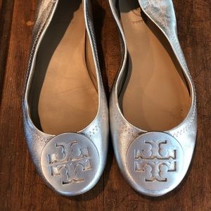 Tory Burch Silver Ballet Flats